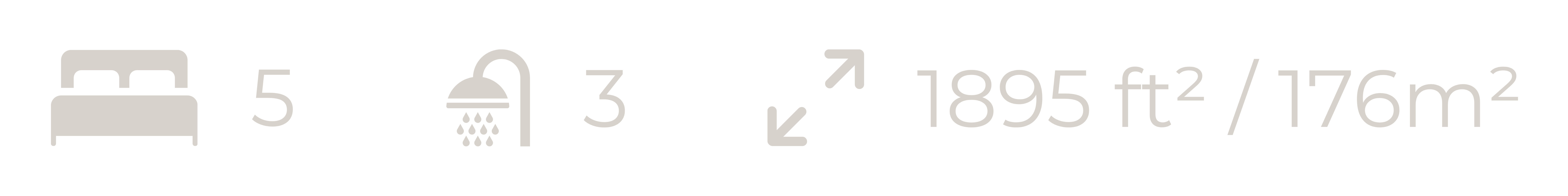 icons showing 5 bedroom, 3 bathroom, 1895 sq ft/176 sqm