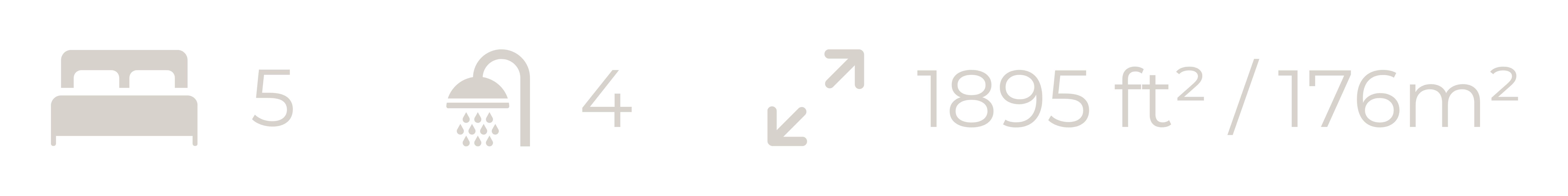 icons showing 5 bedroom, 4 bathroom, 1895 sq ft/176 sqm