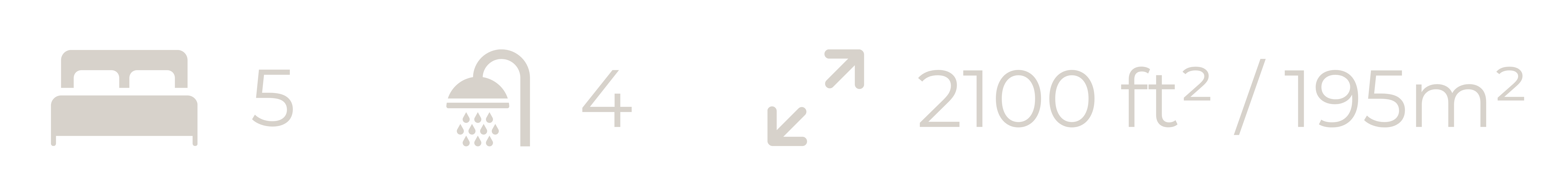 icons showing 5 bedroom, 4 bathroom, 2100 sq ft/195 sqm